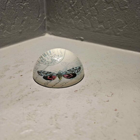 Butterfly Rounded Glass Paper Weight 3" - Picture 2 of 5